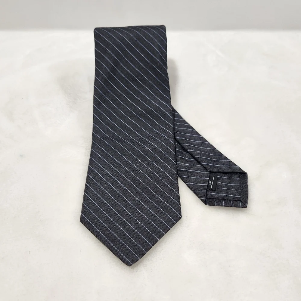 Michael Kors Silk Black With Blue Pinstripe Necktie Tie